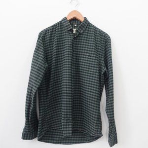 Frank Oak Shirt Mens Size Medium Green Button Down Casual Cotton‎ Plaid Gingham